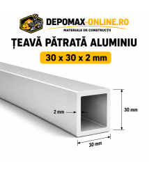 Teava patrata aluminiu 30 x 30 x 2 mm, 6 metri (EN AW-6060)